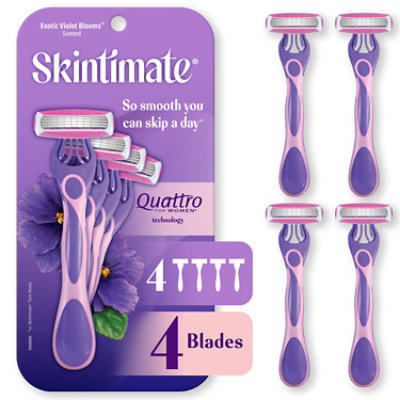 Skintimate Exotic Violet Blooms Womens Disposable Razor - 4  Count