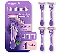 Skintimate Exotic Violet Blooms Womens 4-Blade Disposable Razor - 4  Count