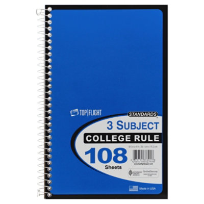 Top Flight Standard Notebook 3 Subject - Each - Image 1