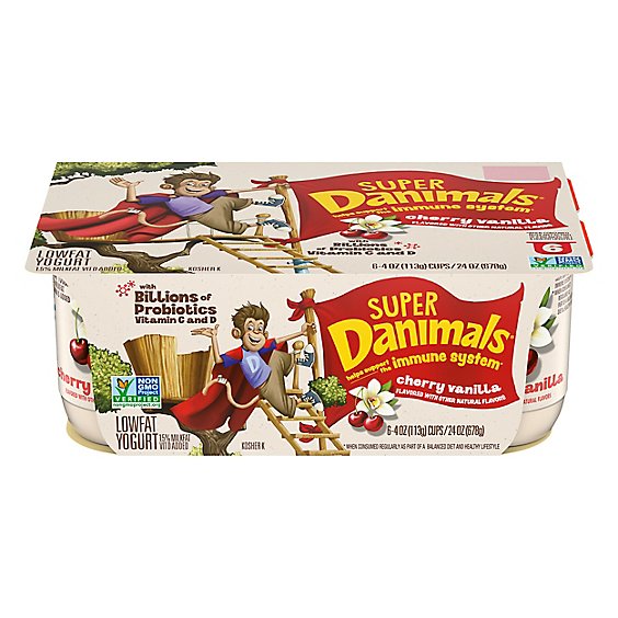 Danimals Super Yogurt Lowfat Probiotic Cherry Vanilla - 6-4 Oz