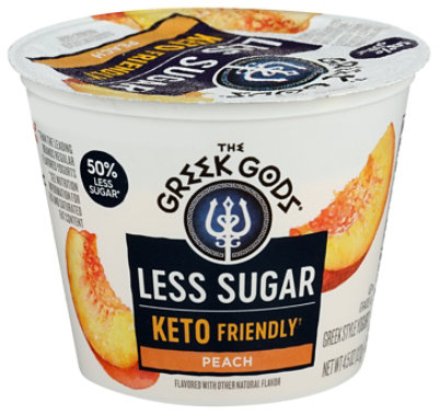 Greek Gods Less Sugar Peach Yogurt - 4.5 Oz