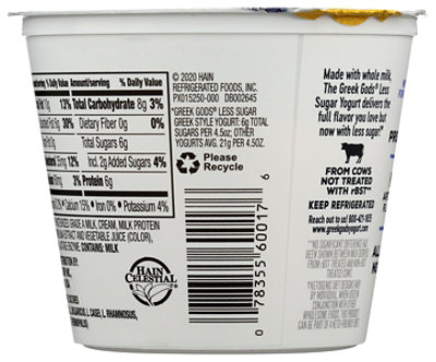 Greek Gods Less Sugar Blueberry Yogurt - 4.5 Oz - Image 2