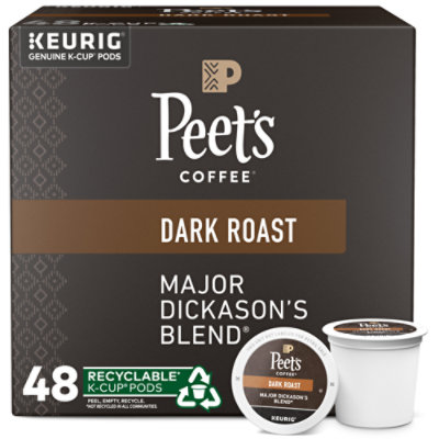 Peet's Coffee Major Dickasons Blend Dark Roast K Cup Pods - 48 Count