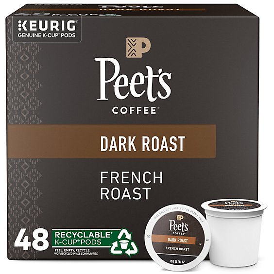 Peet's Coffee French Roast Dark Roast K Cup Pods - 48 Count