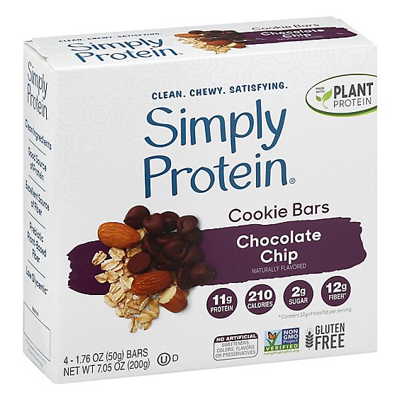 SimplyProtein Cookie Bar Chocolate Chip - 4-1.76 Oz