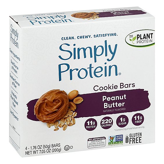 SimplyProtein Cookie Bar Peanut Butter - 4-1.76 Oz