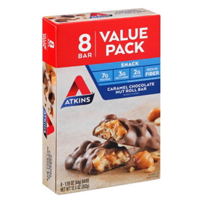 Atkins Caramel Chocolate Nut Roll Bar - 8-1.55 Oz