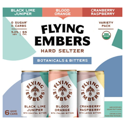 Flying Embers Hard Seltzer Fruit & Flora Variety - 6-12 Fl. Oz.