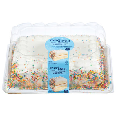Overjoyed/Signature Select Vanilla Ice Cream And White Cake Ice Cream Cake 1/4 Sheet - Each