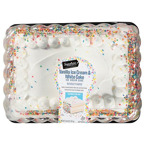Signature Select Ice Cream Cake White Cake Van Ic 1/4 Sheet - 66 Oz