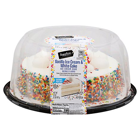 Signature Select Ice Cream Cake White Cake Vanilla Ice Cream 8 In - 32 Oz