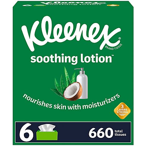 Kleenex Soothing Lotion Facial Tissues Flat Box - 6-110 Count