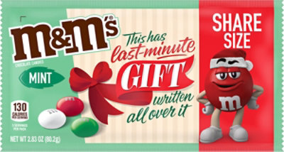 M&M'S Mint Chocolate Holiday Message Christmas Candy Share Size Bag - 2.83 Oz - Image 2