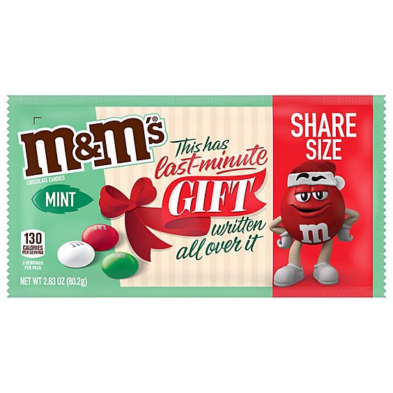 M&M'S Mint Chocolate Holiday Message Christmas Candy Share Size Bag - 2.83 Oz