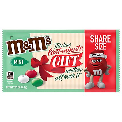 M&M'S Mint Chocolate Holiday Message Christmas Candy Share Size Bag - 2.83 Oz - Image 1