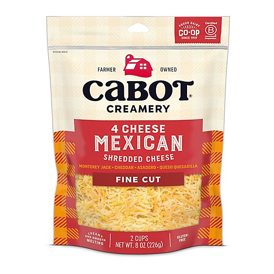 Cabot 4 Cheese Mexican Shreds Cheese - 8 Oz