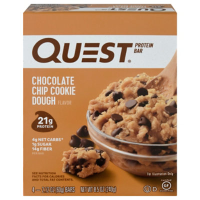 Quest Chocolate Chip Cookie Dough Protein Bar - 4-2.12 Oz - Image 2