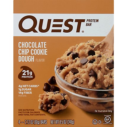 Quest Chocolate Chip Cookie Dough Protein Bar - 4-2.12 Oz - Image 2