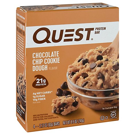 Quest Chocolate Chip Cookie Dough Protein Bar - 4-2.12 Oz