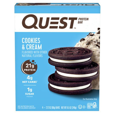 Quest Cookies & Cream Protein Bar - 4-2.12 Oz