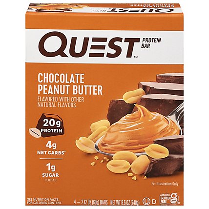 Quest Protein Bar Chocolate Peanut Butter - 4-2.12 Oz - Image 1