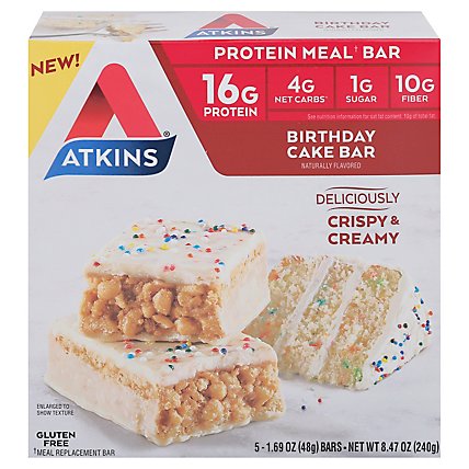 Atkins Birthday Cake Meal Bars - 5-1.7 Oz - Image 1