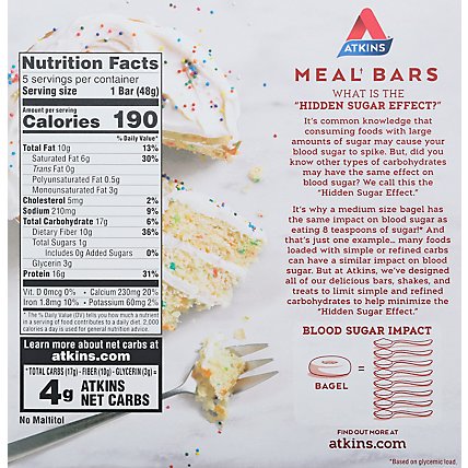 Atkins Birthday Cake Meal Bars - 5-1.7 Oz - Image 4