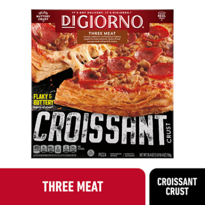 DiGiorno Three Meat Pizza on a Croissant Crust Easy Dinner Frozen Pizza - 26.4 Oz - Image 1