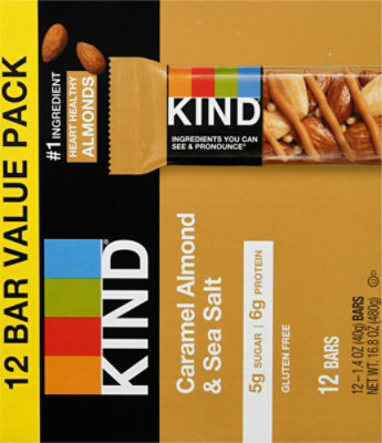 KIND Caramel Almond & Sea Salt Gluten Free Nut Bars - 12-1.4 Oz - Image 7