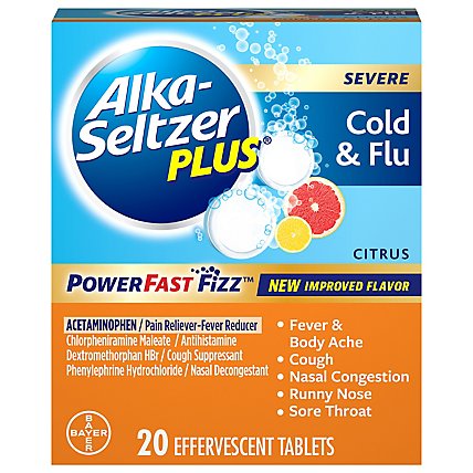 Alka-Seltzer Plus Severe Cold Flu Tablets - 20 Count - Image 1