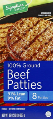 Signature SELECT Beef Patties Ground 91%lean 9% Fat - 2 Lb - Image 2