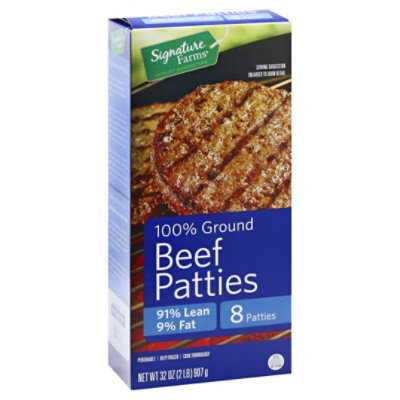 Signature SELECT Beef Patties Ground 91%lean 9% Fat - 2 Lb - Image 1