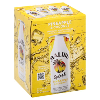 Malibu Malt Beverage Sparkling Pineapple & Coconut Can - 4-12 Fl. Oz.