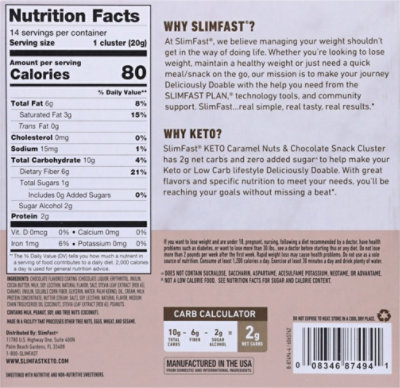 Slimfast Keto Fat Bomb Choclate Caramel Nut Clusters - 14-.7 Oz - Image 6