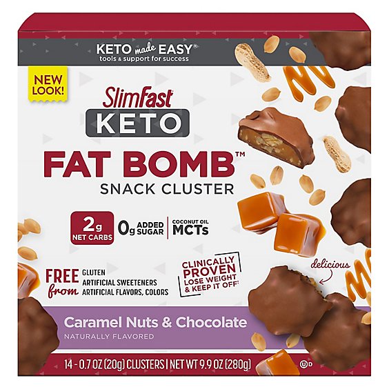 Slimfast Keto Fat Bomb Choclate Caramel Nut Clusters - 14-.7 Oz