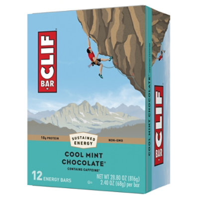 CLIF BAR Cool Mint Chocolate with Caffeine Energy Bars