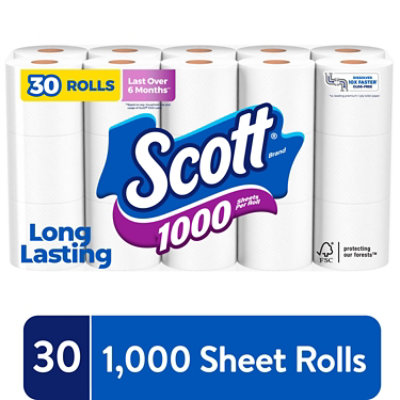 Scott 1000 Toilet Paper 1000 Sheets Per Roll Toilet Paper - 30 Count - Image 1