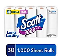 Scott 1000 Sheets Per Roll Toilet Paper - 30 Roll
