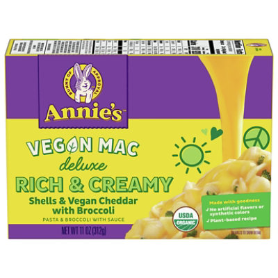 Annies Deluxe Rich And Creamy Shells And Vegan Cheddar With Broccoli - 11 Oz