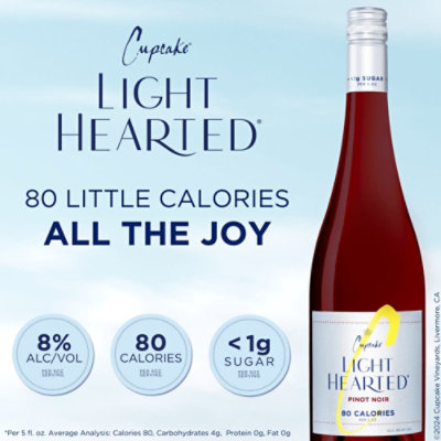 Cupcake LightHearted Pinot Noir Red Wine - 750 Ml - Image 2