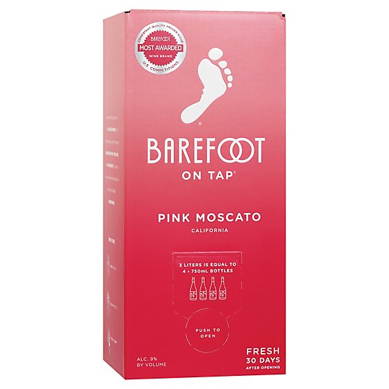 Barefoot On Tap Pink Moscato Box Wine - 3 Liter