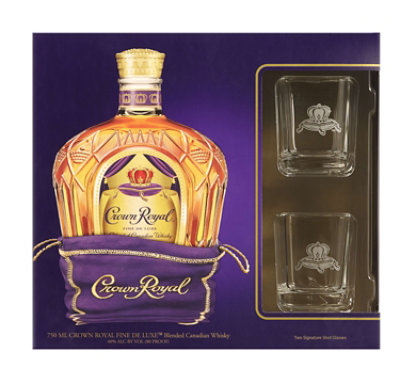 Crown Royal Fine De Luxe Blended Canadian Whisky with Two Signature Shot Glasses - 750 Ml - Image 1