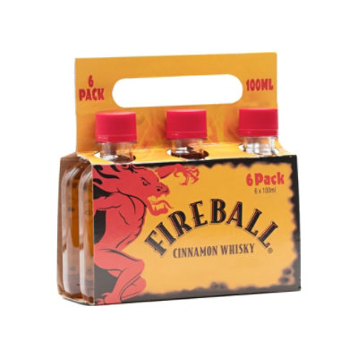 Fireball Hot Cinnamon Blended Whiskey 66 Proof In Plastic Bottles - 6-100 Ml - Image 1