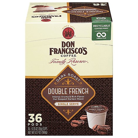 Don Franciscos Coffee Double Family Reserve French Single Serve - 36 Count