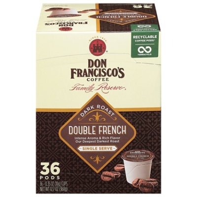 Don Franciscos Coffee Double Family Reserve French Single Serve - 36 Count