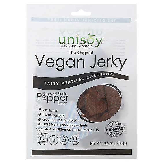 Unisoy Jerky Vegan Black Pepper - 3.5 Oz