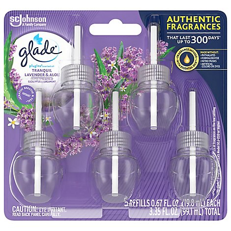 Glade Plug Ins Tranquil Lavender & Aloe Refills - 5-.67 Fl. Oz.