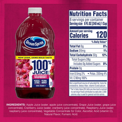 Ocean Spray 100% Juice Cran Raspbry - 64 Fl. Oz. - Image 4