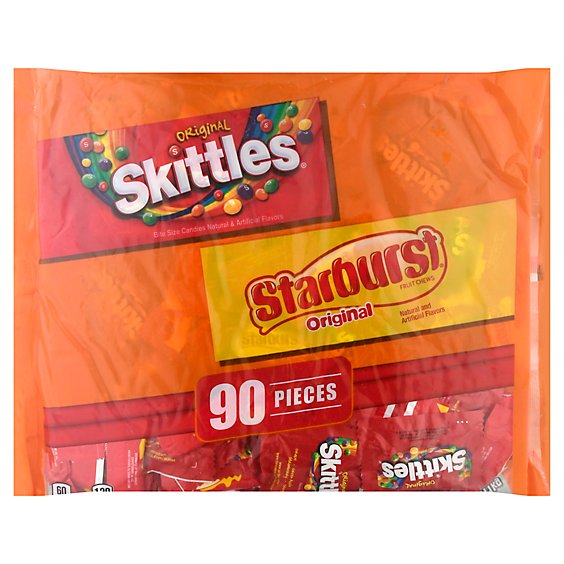 Mars Candy Mix Bar Original Skittles & Starburst Fun Size 90 Count - 39.1 Oz