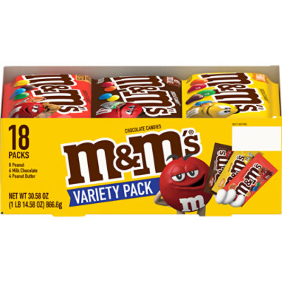 M&M'S Full Size Assortment Milk Chocolate Candy Bars Pack - 18-30.58 Oz